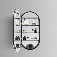 HiPP Design 91000 ovale spiegelkast met verlichting en verwarming 45x90cm zwart mat