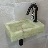Saniclear Green Onyx fonteinset met gebogen kraan in mat zwart