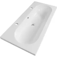 Brauer Moon wastafel keramiek 100cm met 2 kraangaten wit glans
