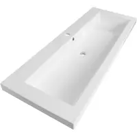 Brauer Solar Medium wastafel mineraalmarmer 120cm met 1 kraangat wit glans