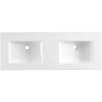 Lambini Designs Pavia wastafel keramiek 120cm dubbel zonder kraangaten wit glans