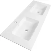 Brauer Starfall dubbele wastafel keramiek 120cm met 2 kraangaten wit glans