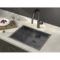 Sapho Zenith spoelbak roestvrij staal 60x45cm antraciet mat