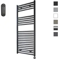Sanicare HVS elektrische radiator 60x112cm zwart mat met afstandsbediening en thermostaat zwart rechtsonder