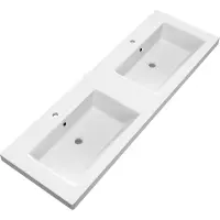 Brauer Solar Medium dubbele wastafel mineraalmarmer 140cm met 2 kraangaten wit mat