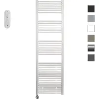 Sanicare HVS elektrische radiator 60x172cm wit met afstandsbediening en thermostaat chroom linksonder