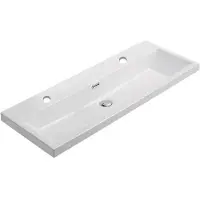 Lambini Designs Mirano compacte wastafel keramiek 100cm met 2 kraangaten wit glans