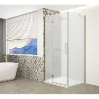 Gelco Trinity douchecabine met mat glas 120x120cm rechts goud