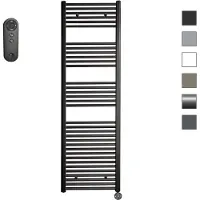 Sanicare HVS elektrische radiator 60x172cm zwart mat met afstandsbediening en thermostaat zwart rechtsonder
