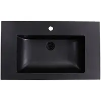 Lambini Designs Lugano wastafel quartz 80cm met kraangat zwart mat