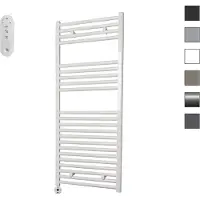 Sanicare HVS elektrische radiator 60x112cm wit met afstandsbediening en thermostaat wit linksonder