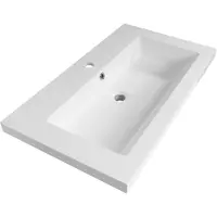 Brauer Solar Medium wastafel mineraalmarmer 80cm met kraangat wit glans