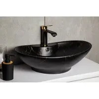 Kerra KR 139 keramische waskom 58x38cm zwart/goud