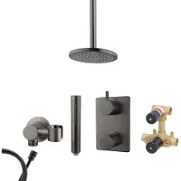 Mueller Ferro inbouw regendouche met hoofddouche 20cm en plafondarm 30cm gunmetal - verouderd ijzer