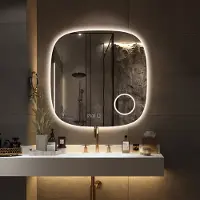 Saniclear Shave Deens ovale spiegel 80x80cm met verlichting, verwarming en vergrootglas