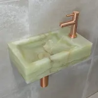 Saniclear Green Onyx fonteinset met rechte kraan in geborsteld koper