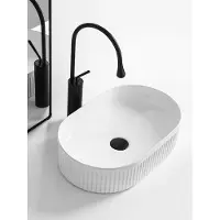 Sapho Picobello waskom ovaal met ribbel 50x30cm wit