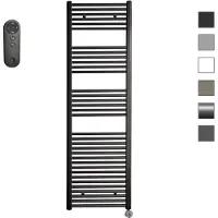 Sanicare HVS elektrische radiator 60x172cm zwart mat met afstandsbediening en thermostaat chroom rechtsonder