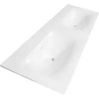 Brauer Glacier dubbele wastafel fine stone 140cm zonder kraangaten wit glans
