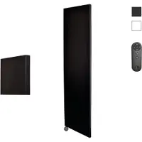 Sanicare Denso elektrische radiator 40x180cm zwart mat met afstandsbediening en thermostaat zwart linksonder