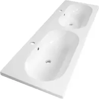 Brauer Moon dubbele wastafel keramiek 140cm met 2 kraangaten wit glans