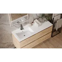 Saniclear Cosmos fine stone wastafel links 160x46cm met kraangat mat wit