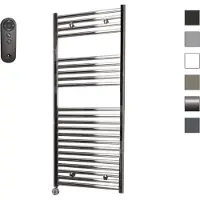 Sanicare HVS elektrische radiator 60x112cm chroom met afstandsbediening en thermostaat chroom linksonder