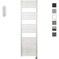 Sanicare HVS elektrische radiator 60x172cm wit met afstandsbediening en thermostaat chroom rechtsonder