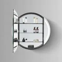 HiPP Design 81000 ronde spiegelkast met verlichting en verwarming 60x60cm zwart mat