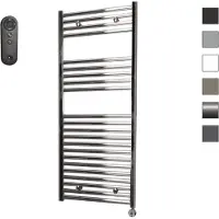 Sanicare HVS elektrische radiator 60x112cm chroom met afstandsbediening en thermostaat chroom rechtsonder