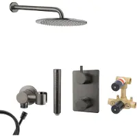 Mueller Ferro inbouw regendouche met hoofddouche 30cm en muurarm 35cm gunmetal - verouderd ijzer