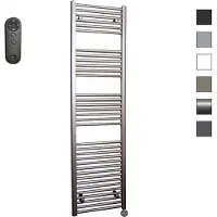 Sanicare HVS elektrische radiator 60x172cm inox-look met afstandsbediening en thermostaat zwart rechtsonder