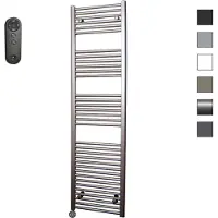 Sanicare HVS elektrische radiator 45x172cm inox-look met afstandsbediening en thermostaat zwart linksonder