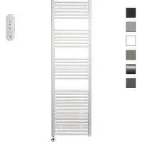 Sanicare HVS elektrische radiator 45x172cm wit met afstandsbediening en thermostaat wit linksonder
