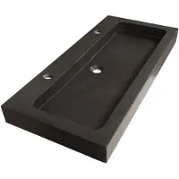 Brauer Lava wastafel natuursteen 100cm met 2 kraangaten antraciet