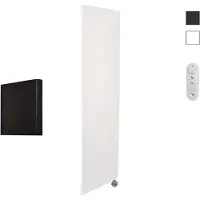 Sanicare Denso elektrische radiator 40x180cm wit mat met afstandsbediening en thermostaat chroom rechtsonder