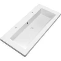 Brauer Solar Medium wastafel mineraalmarmer 100cm met 2 kraangaten wit mat