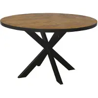 LivingFurn Accent ronde eettafel met visgraat teakhout 130cm