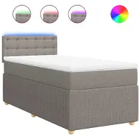 vidaXL Boxspring met matras stof taupe 90x200 cm