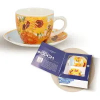 CARMANI - Zonnebloemen Espresso Kopje en Schotel - Espresso Kopjes met Schoteltje - Porselein Espresso Kopjes - Cadeau Idee - 80ml