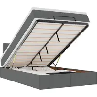 vidaXL Bed met matras 120x190 cm stof donkergrijs