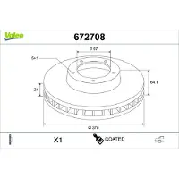 Valeo 672708 Remschijf