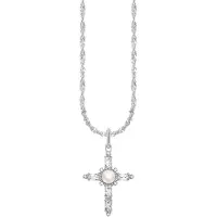 Thomas Sabo Halsketting, Kruis Romance ketting, (Sterling zilver 925, Zoetwaterparels, 40 - 45 cm)
