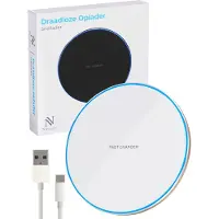 Nuvance - Draadloze Oplader 15W - Inclusief Kabel - Wireless Charger - Fast Charger - Geschikt voor alle Qi-Smartphones - Wit en Goud