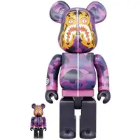 MEDICOM TOY 400% & 100% Bearbrick set - Camo Tiger by BAPE (Purple ver.)