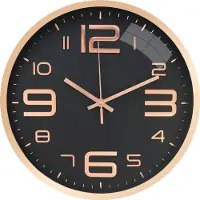 LIVILO - Keukenklok - Wandklok 30 cm - Stille klok - Kleine klok - Zwart met rosé