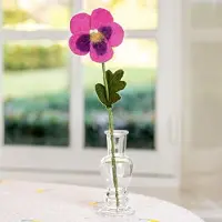 Sjaal met Verhaal Bloem Wolvilt - Viooltje Fuchsia - Handmade-Fairtrade - Homedeco - 30cm