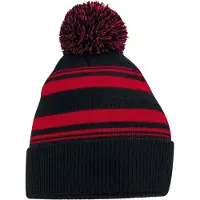 Beechfield Gestreepte muts (Zwart/Klassiek Rood)