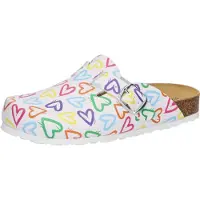 Lico Damen Bioline Clog, bedrukte slippers, wit, maat 39 EU