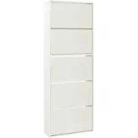 En.casa Schoenenkast Lund met 5 kleppen spiegeldeuren wit 169x60x24 cm []